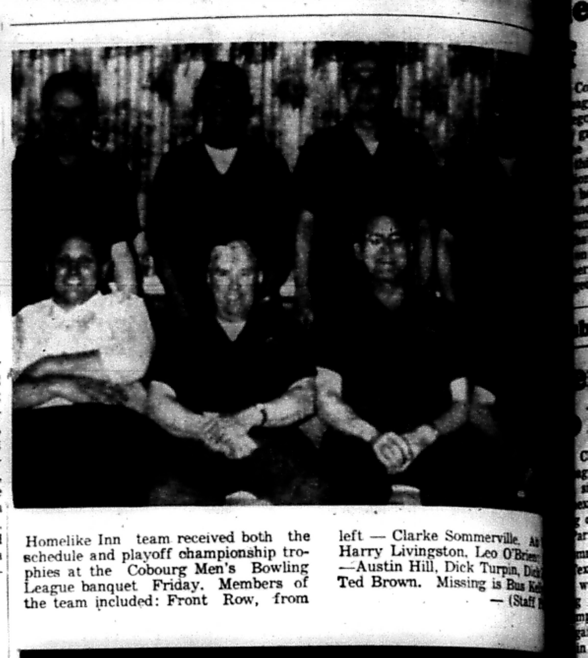 1966-05-18 Bowling -Men -Homelike Inn Team Photo