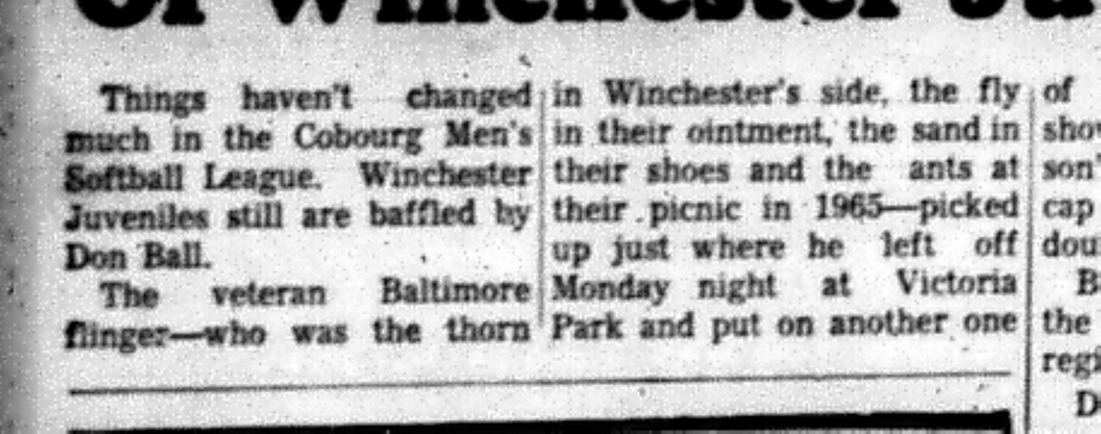 1966-05-18 Softball -Men -Cobourg vs Winchester-B