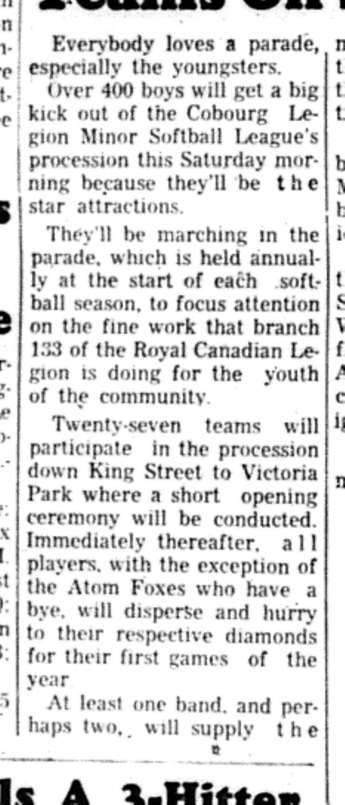 1966-05-25 Softball -Boys -Legion Softball Opening Day Parade-B