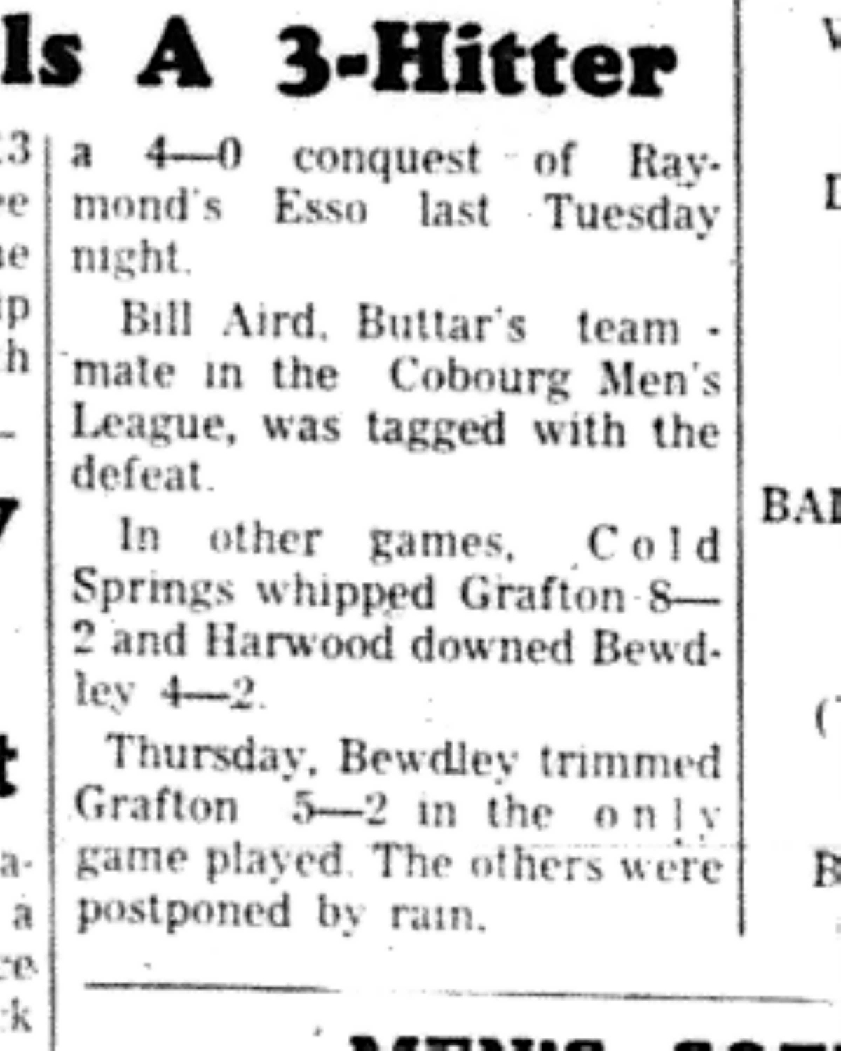 1966-05-25 Softball -Men -Baltimore vs Plainville-C