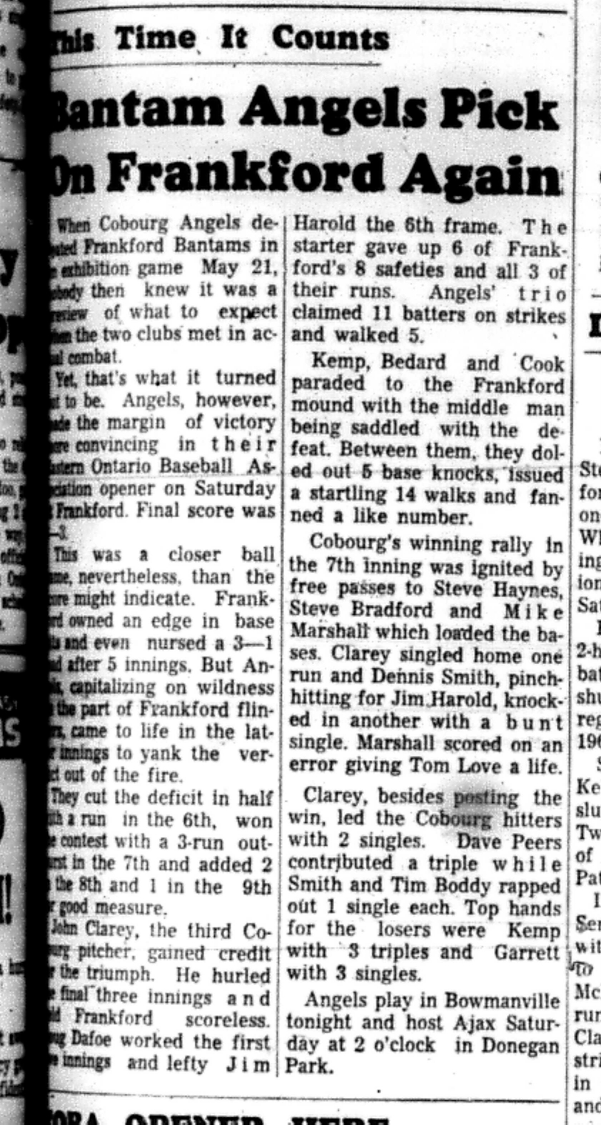 1966-06-01 Baseball -Men -Cobourg vs Frankford