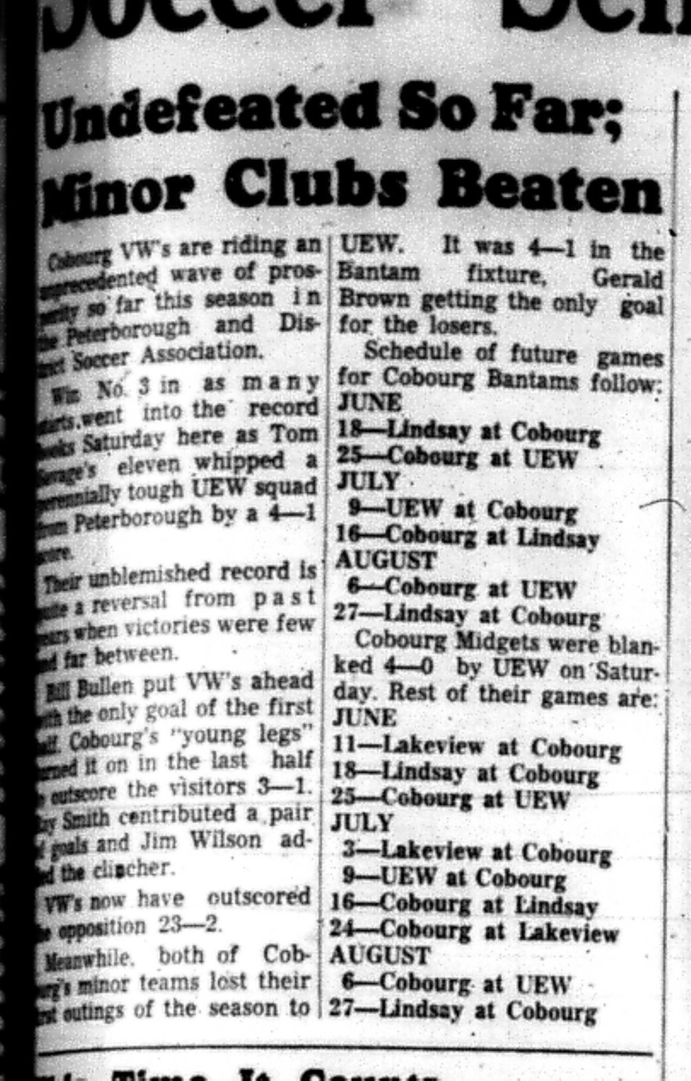 1966-06-01 Soccer -Boys -Cobourg VWs Undefeated
