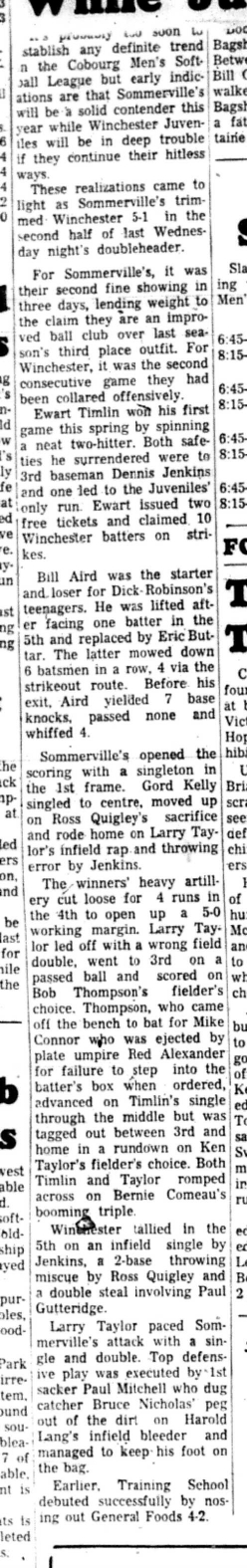1966-06-01 Softball -Men -CMSL-Sommervilles vs Winchester-B