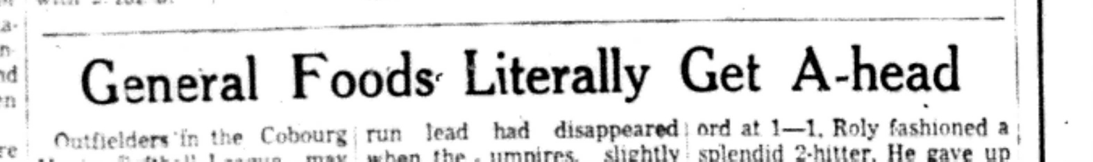 1966-06-01 Softball -Men -General Foods vs Baltimore-A