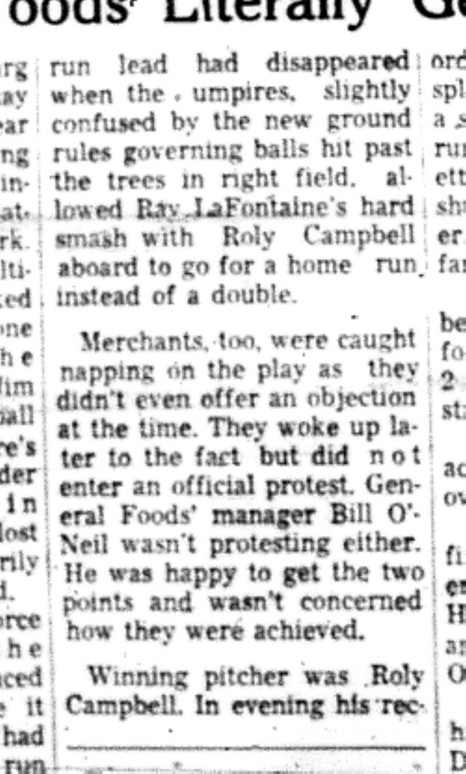 1966-06-01 Softball -Men -General Foods vs Baltimore-C