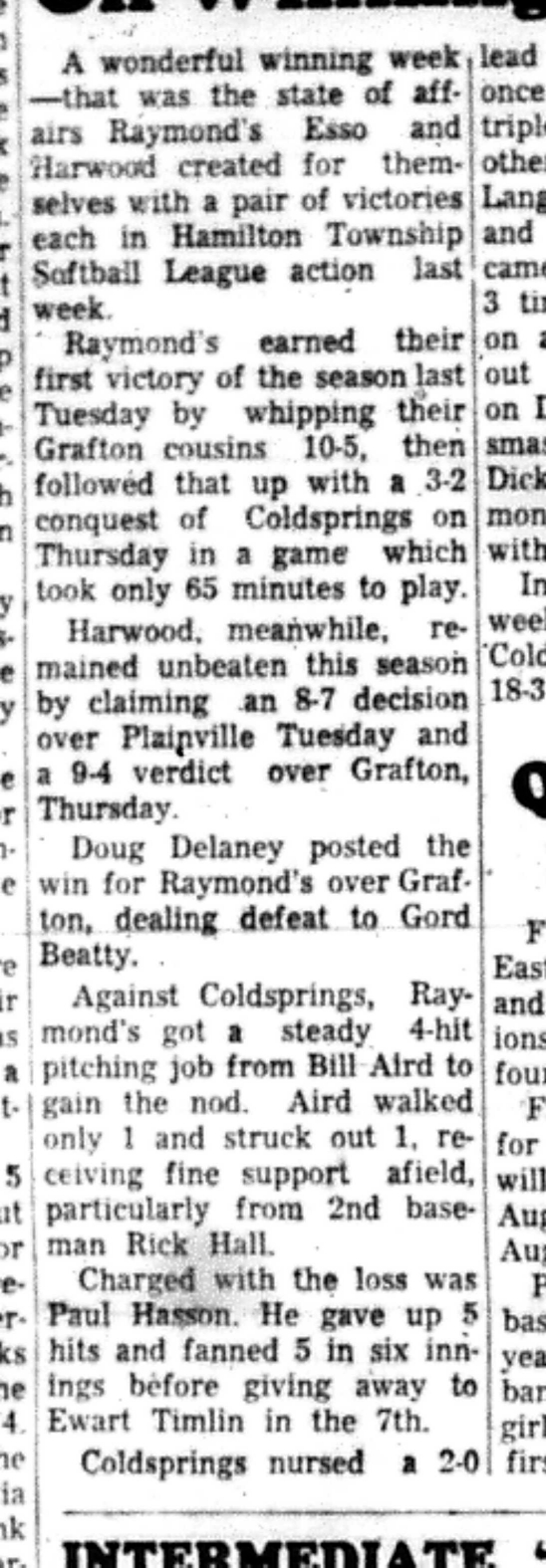 1966-06-01 Softball -Men -HTSL-Esso vs Harwood-B