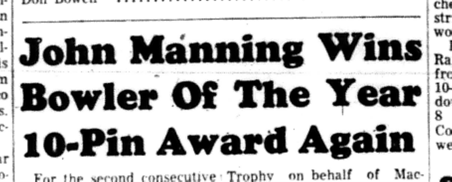 1966-06-07 Bowling -Men -Cobourg Ten Pin Bowler Of The Year-A