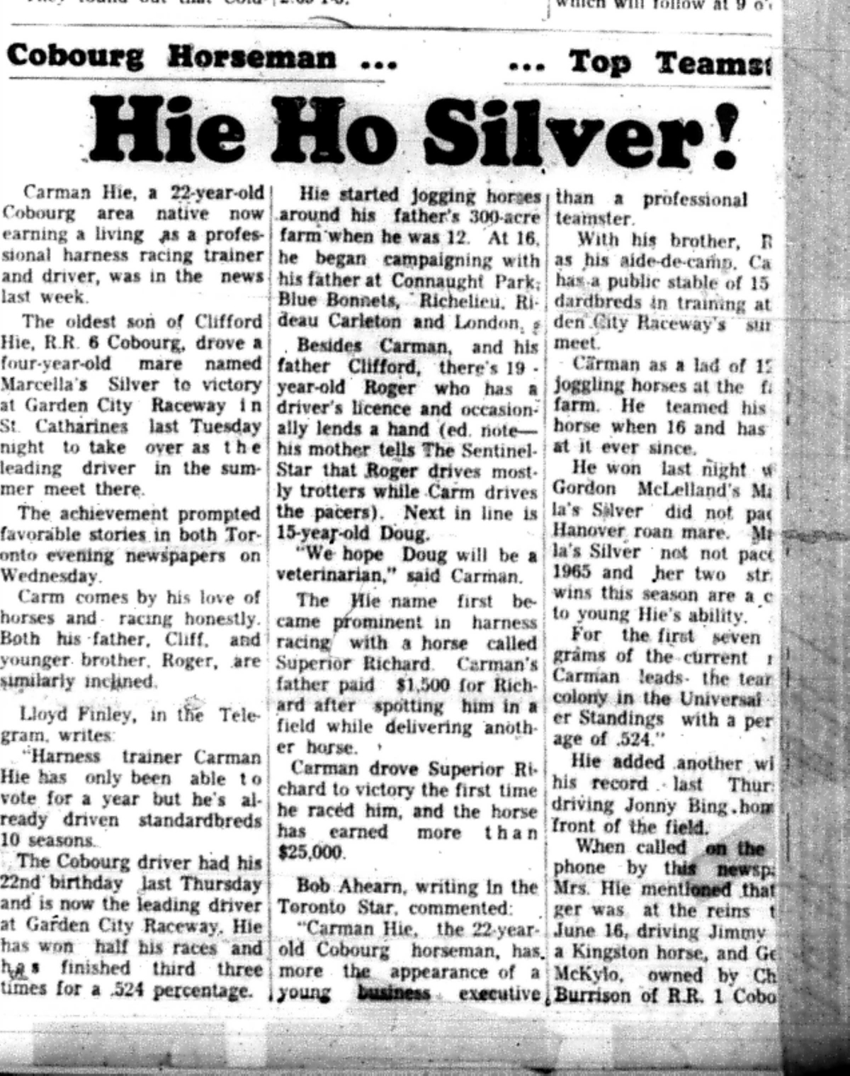 1966-06-15 Horse Racing -Men -Cobourg Horse Race Upcoming