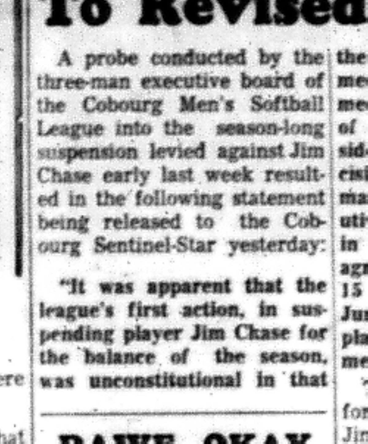1966-06-15 Softball -Men -CMSL Board Inquiry-B