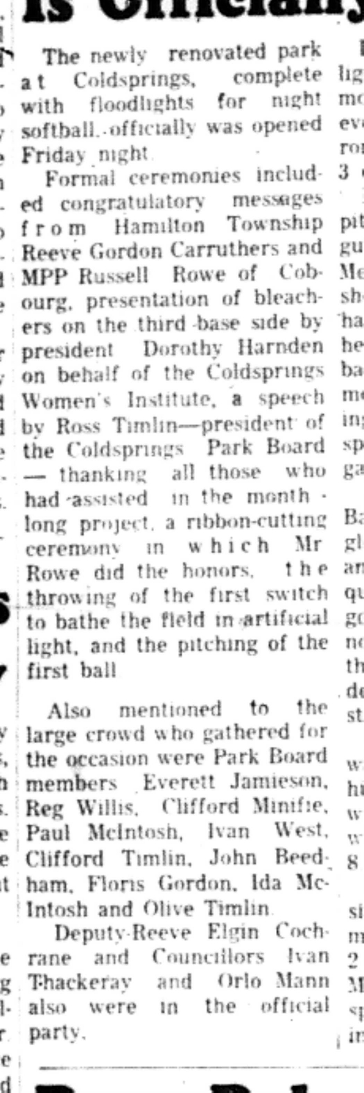 1966-06-22 Softball -Ladies -Cobourg vs Coldsprings-B