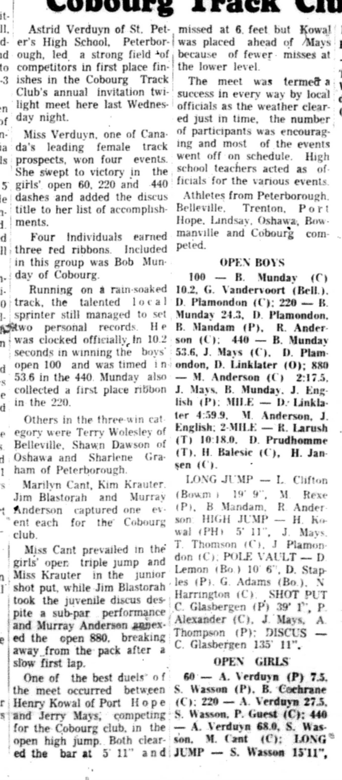 1966-06-22 Track & Field -Mixed -Cobourg Club Stages Track Meet-B