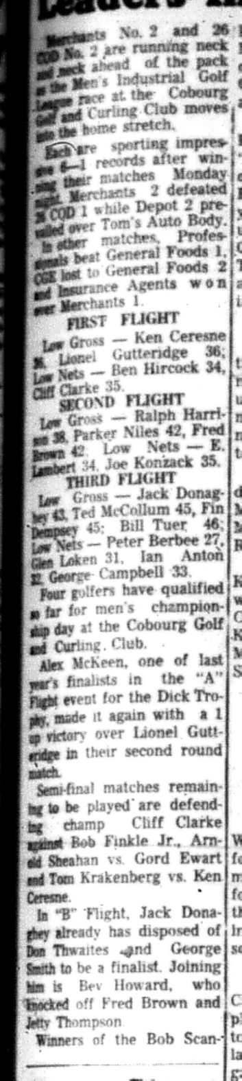 1966-07-06 Golf -Men -Cobourg Club Leaders-B
