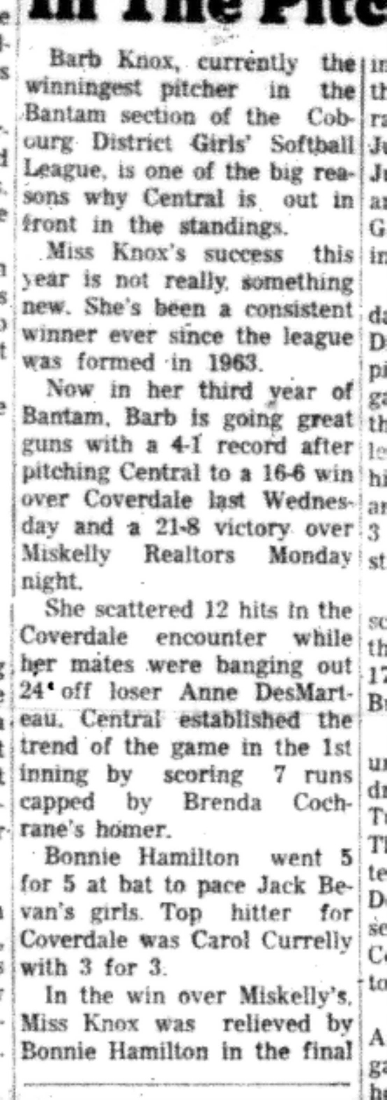 1966-07-06 Softball -Girls -CDGSL-Coverdale vs Realtors-B