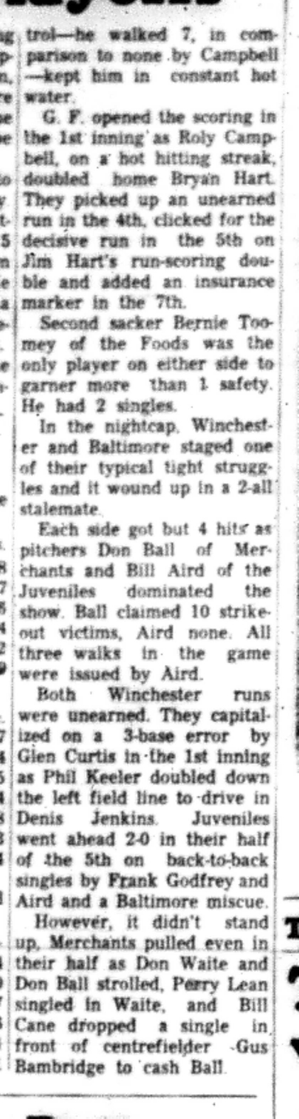 1966-07-06 Softball -Men -CMSL-General Foods vs Hilliers-C