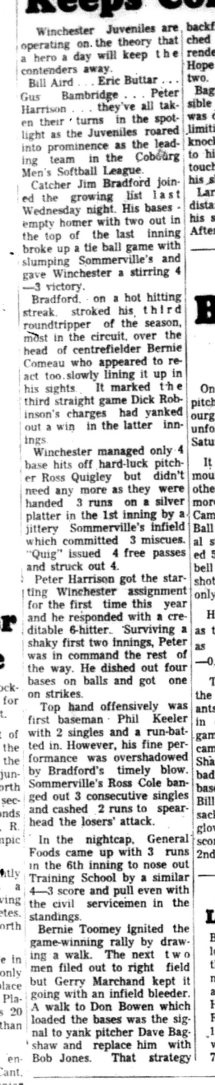 1966-07-06 Softball -Men -CMSL-Winchester vs Sommervilles-B