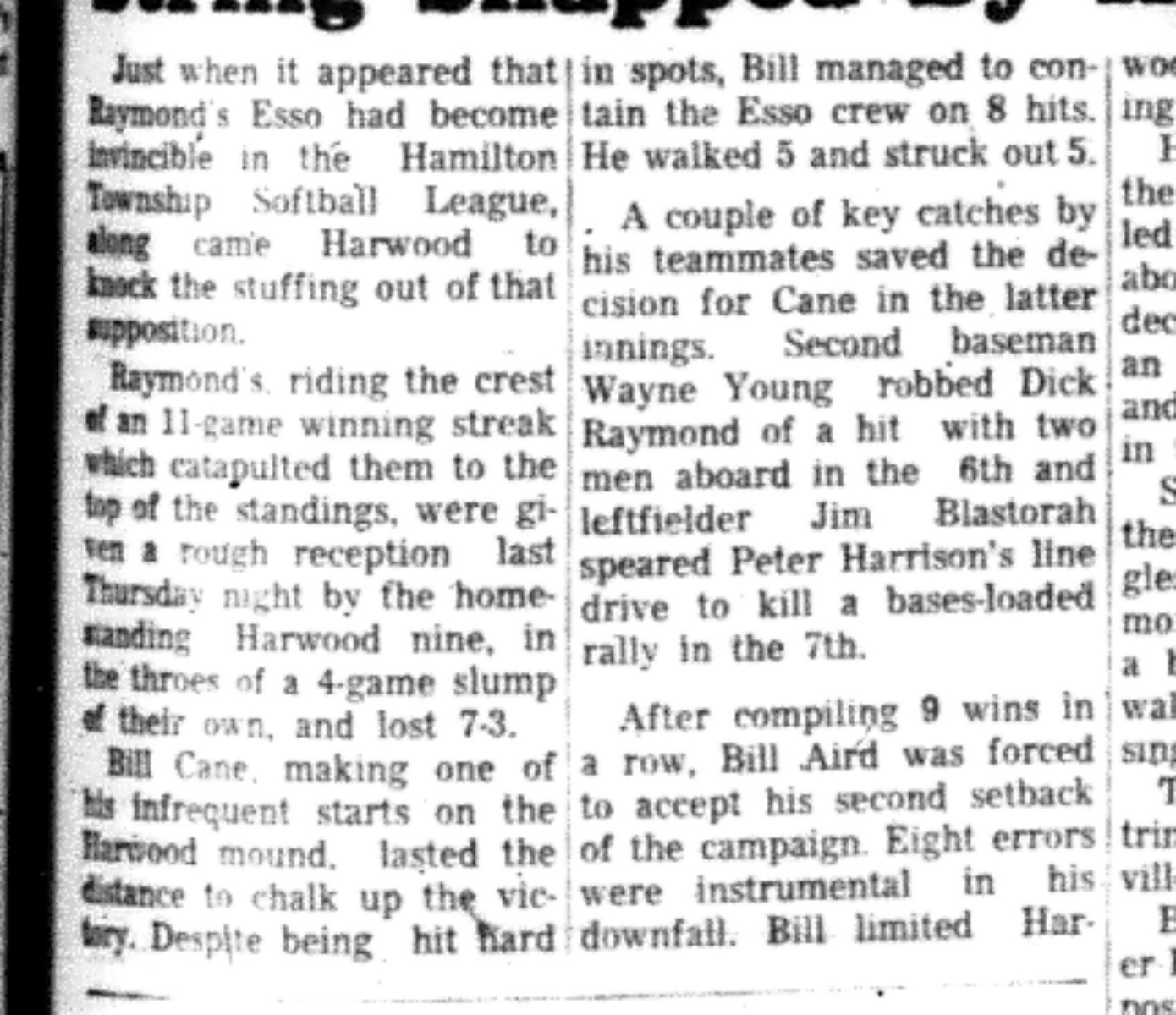 1966-07-06 Softball -Men -HTSL-Raymond Esso vs Harwood-B
