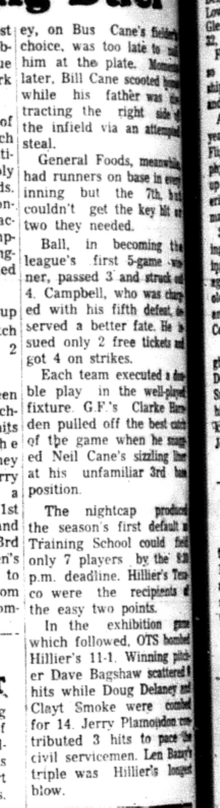 1966-07-06 Softball -Mens -CMSL-Baltimore vs General Foods-C