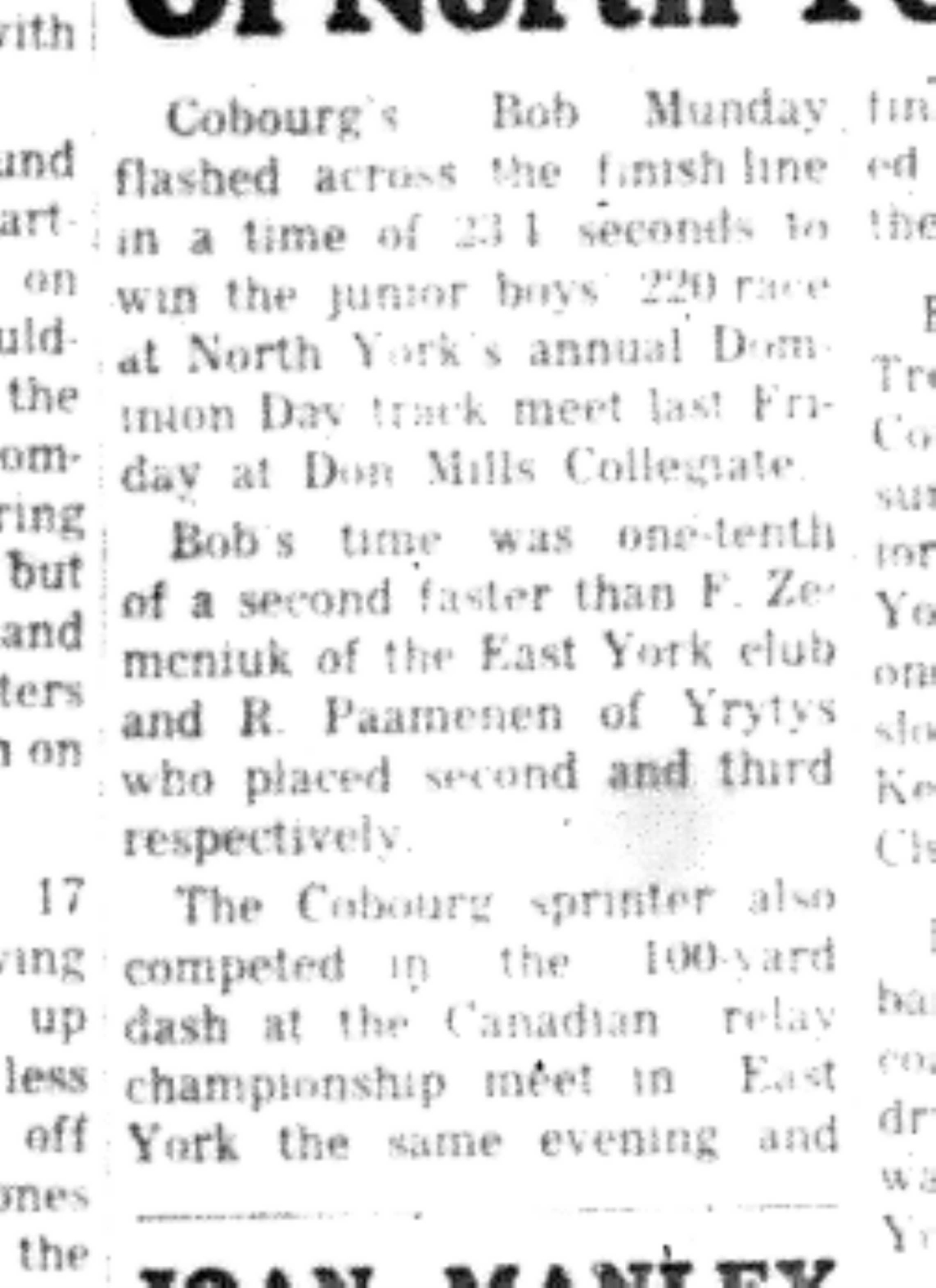 1966-07-06 Track & Field -Boys -Cobourg Sprinter Wins In North York-C