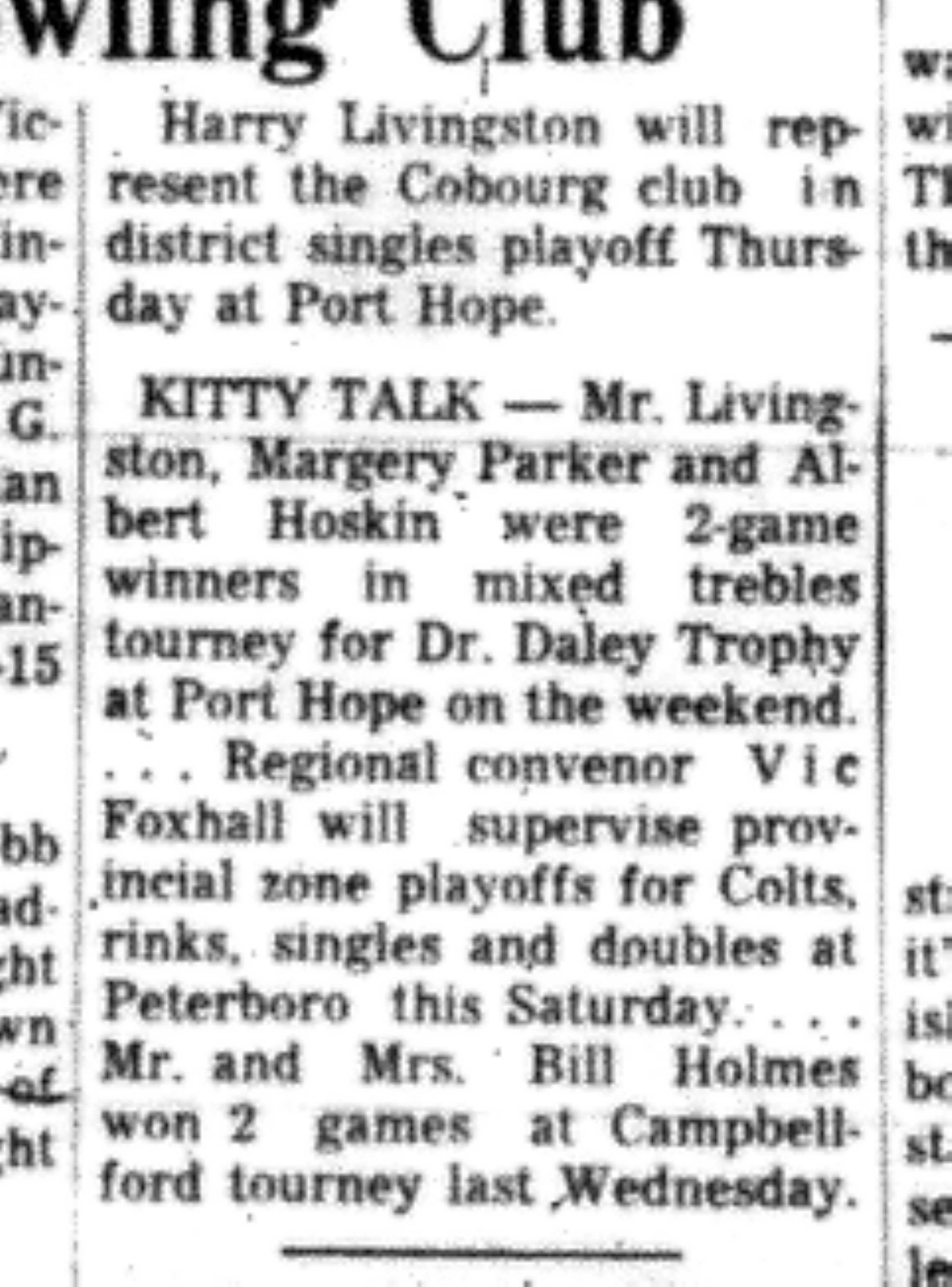 1966-07-13 Lawn Bowling -Mixed -Lawn Bowling Club Results-C