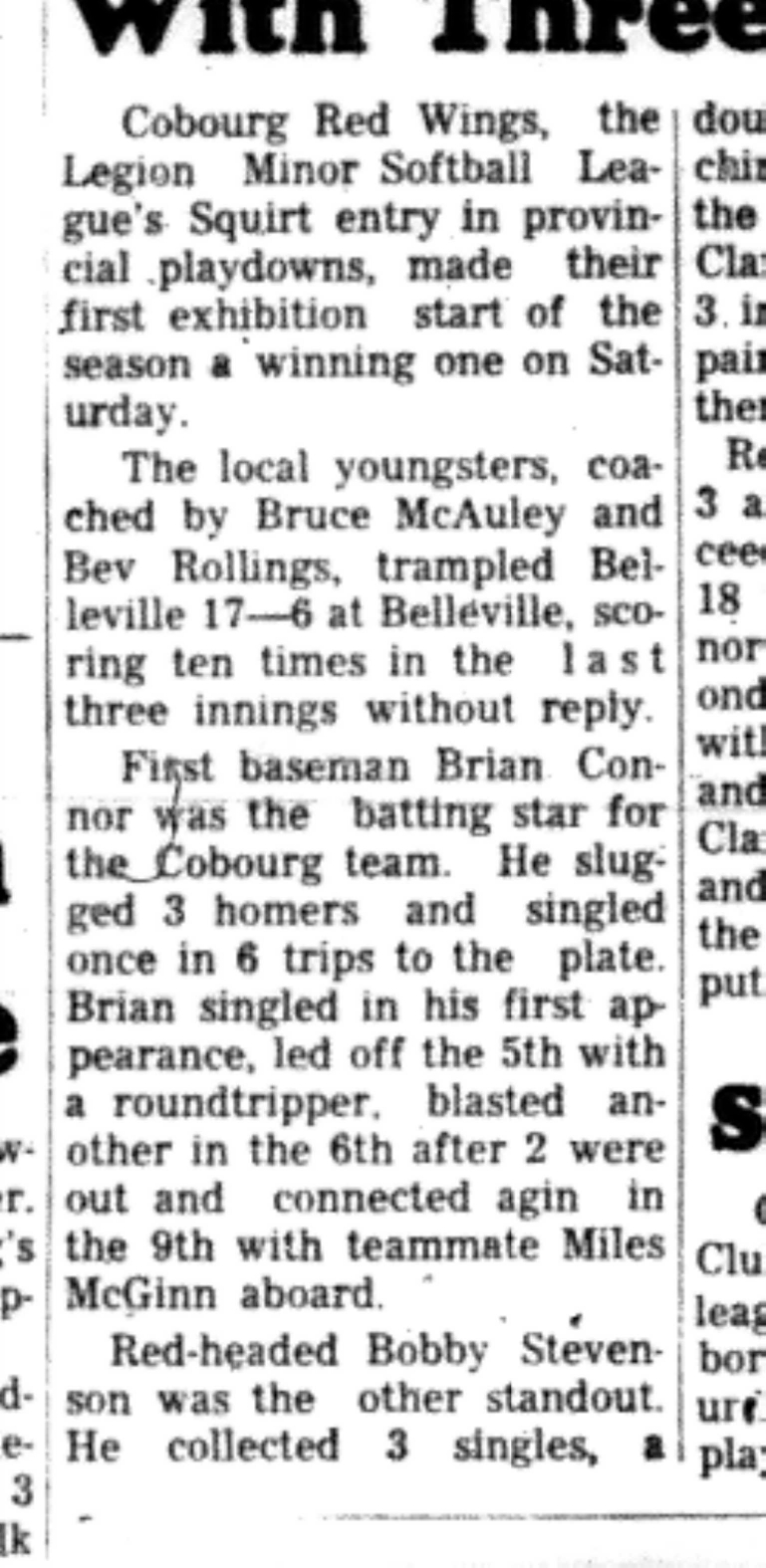 1966-07-13 Softball -Boys -CLMSL-Red Wings vs Belleville-B