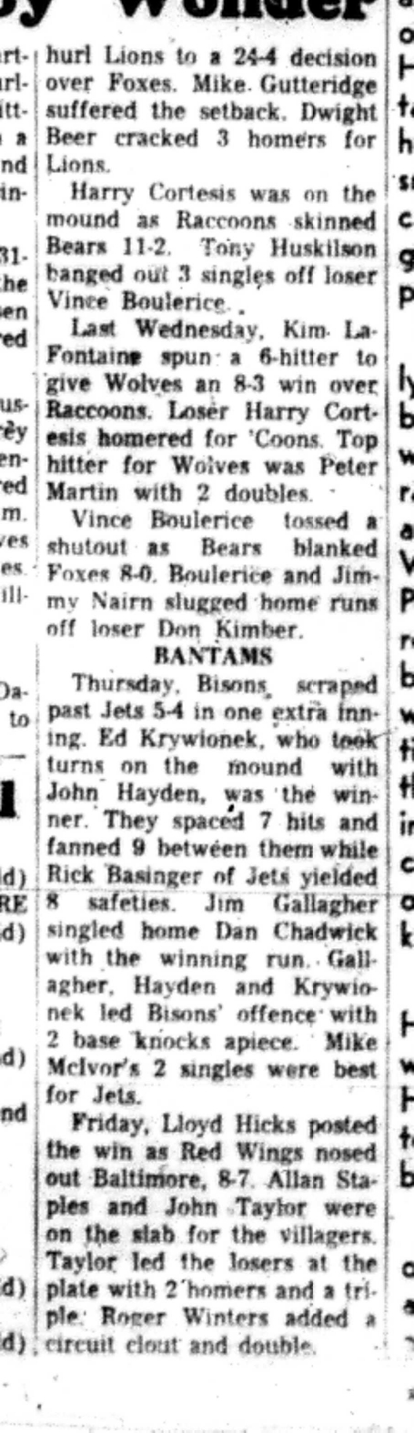 1966-07-13 Softball -Boys -Cobourg vs Hastings-D