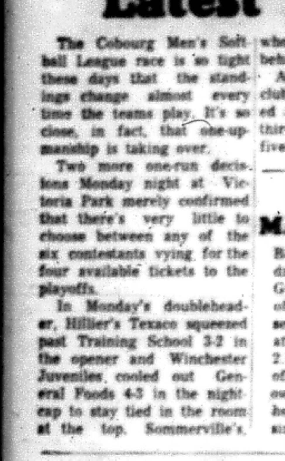 1966-07-13 Softball -Men -CMSL-Training School vs Winchester-B