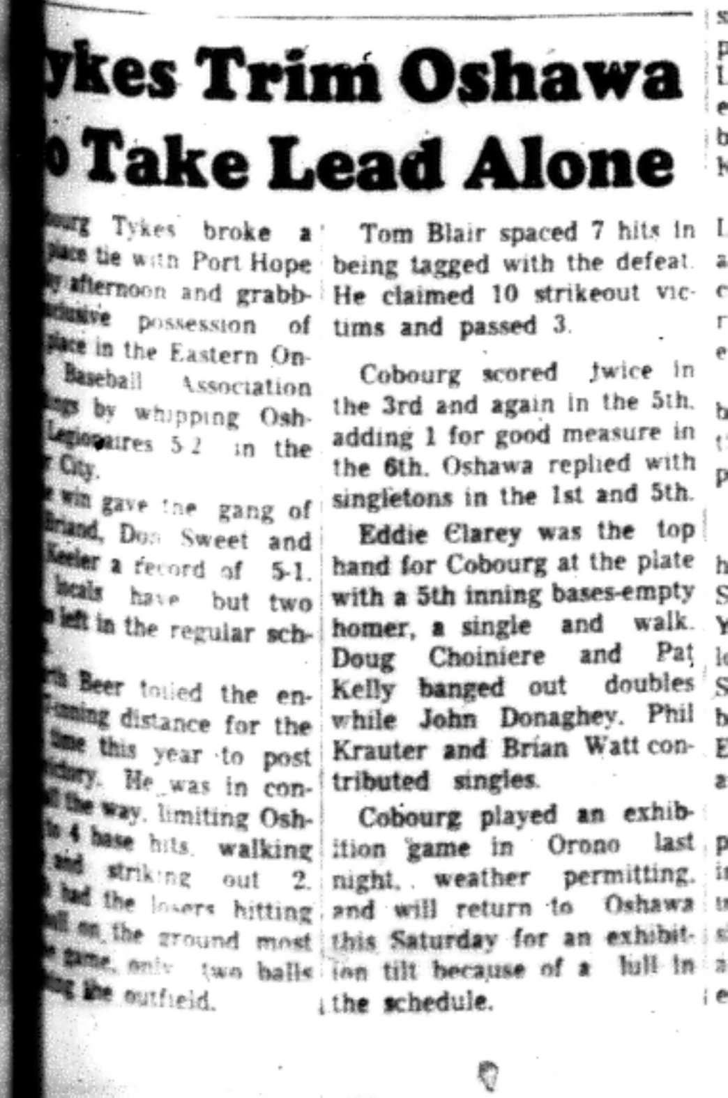 1966-07-20 Baseball -Boys -Cobourg vs Port Hope