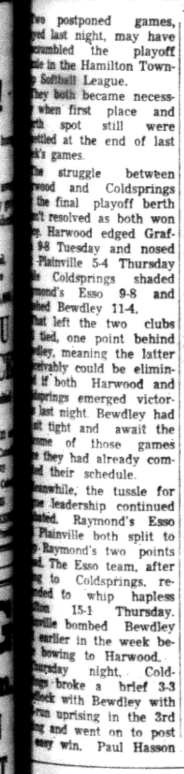 1966-07-27 Softball -Men -HTSL-Coldsprings vs Plainville-B