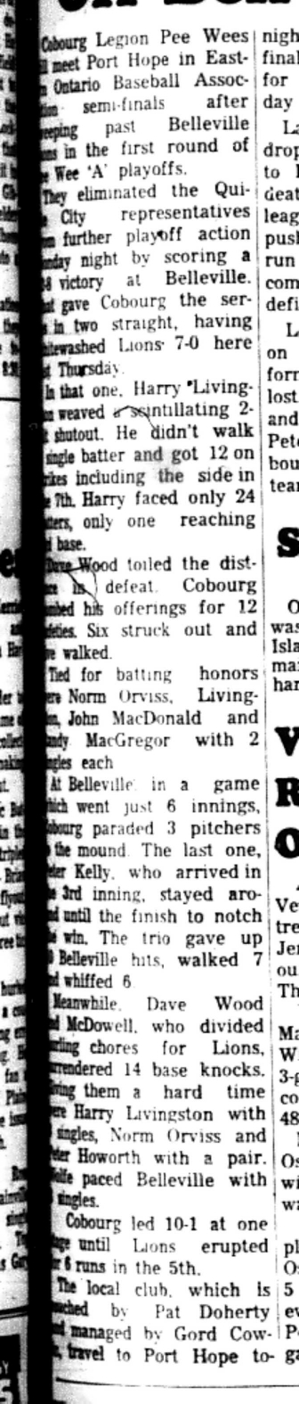 1966-08-10 Baseball -Boys -Cobourg vs Belleville-B