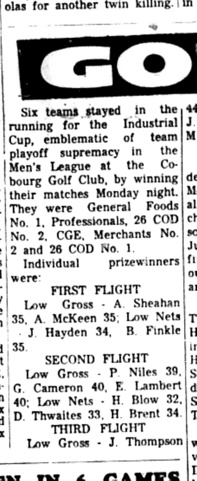 1966-08-10 Golf -Mixed -Cobourg Club Results-A