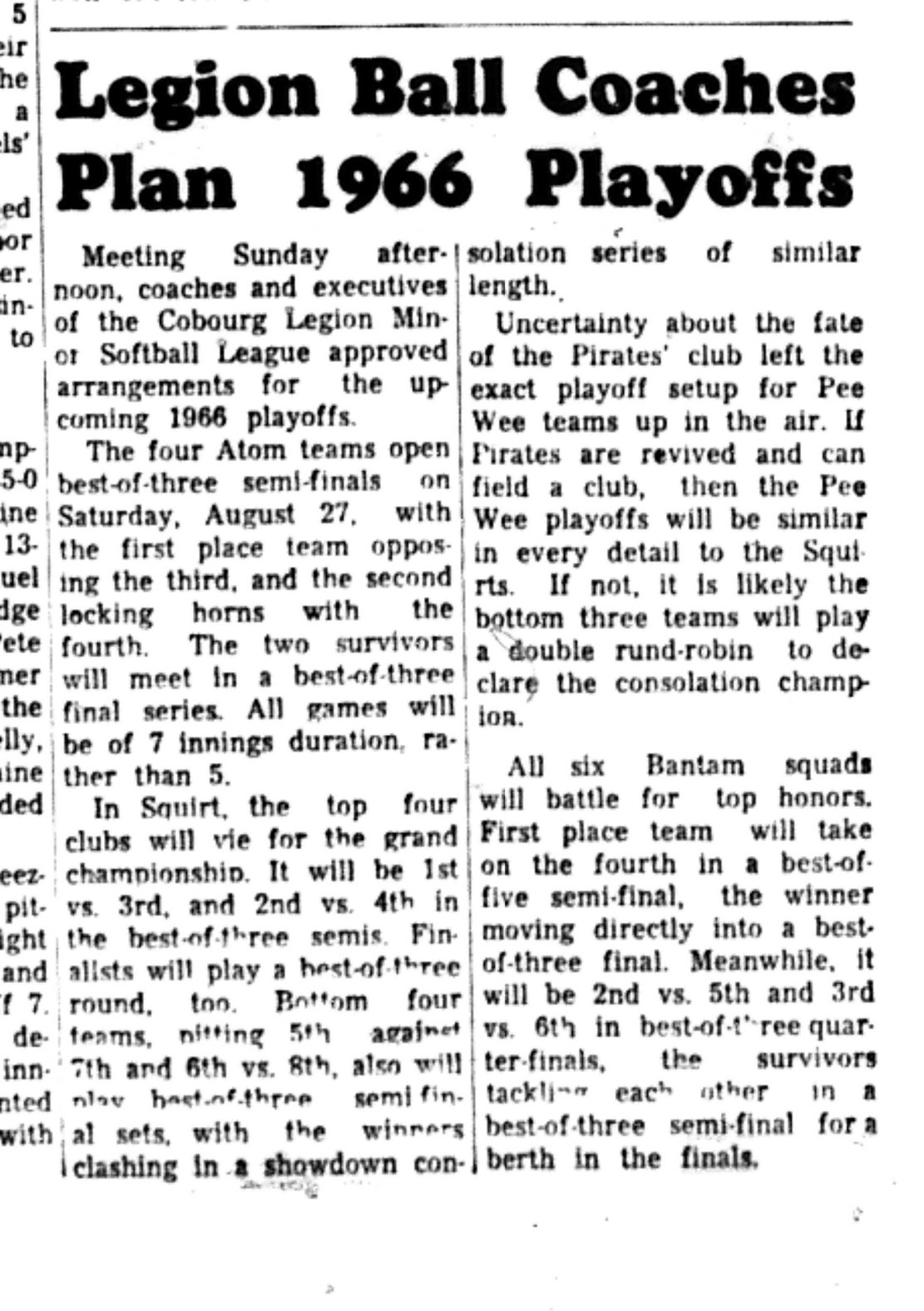 1966-08-10 Softball -Boys -CLMSL Coaching Plan For Playoffs