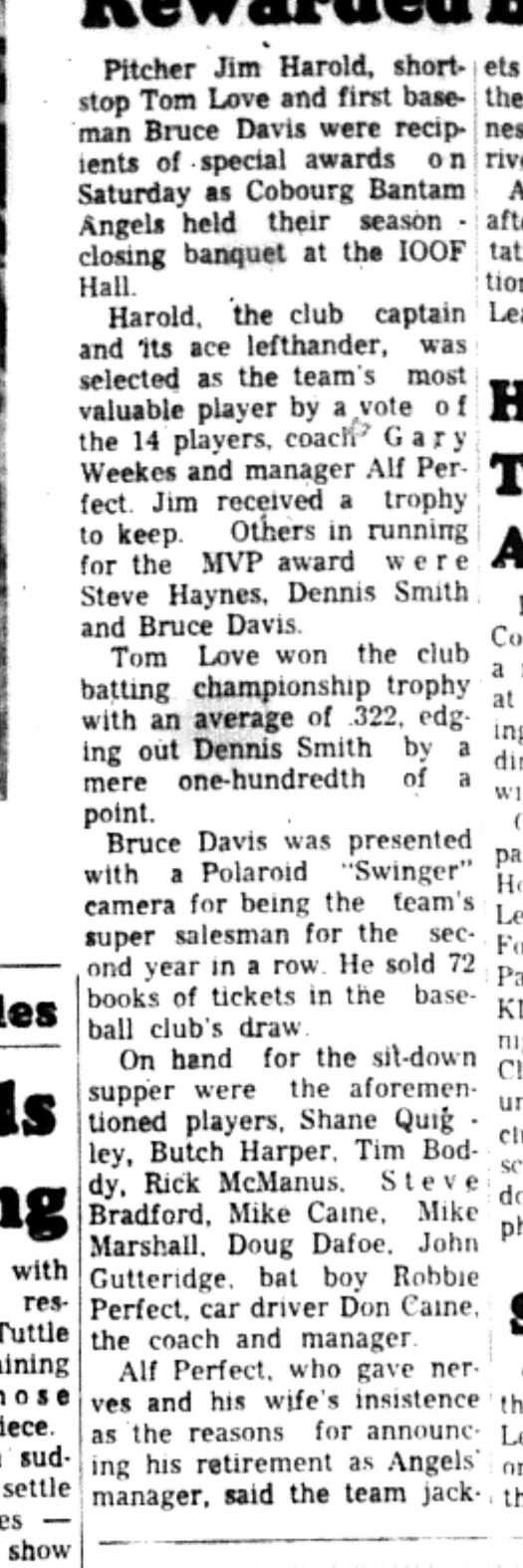 1966-08-24 Baseball -Boys -Cobourg Angels Award Winners-C
