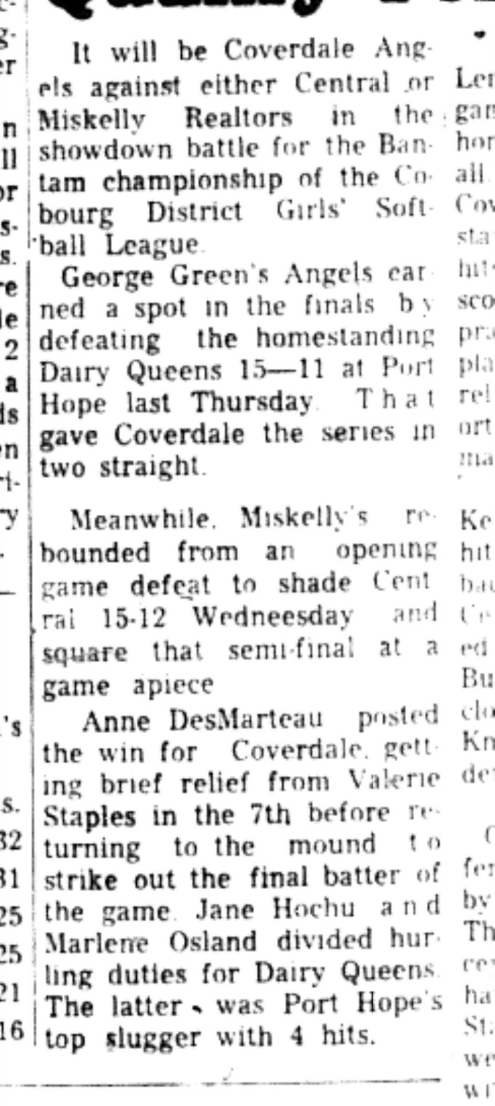 1966-08-24 Softball -Girls -CDGSL-Coverdale vs Realtors-B