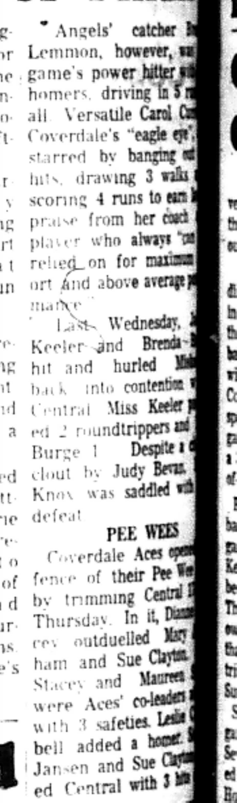 1966-08-24 Softball -Girls -CDGSL-Coverdale vs Realtors-C