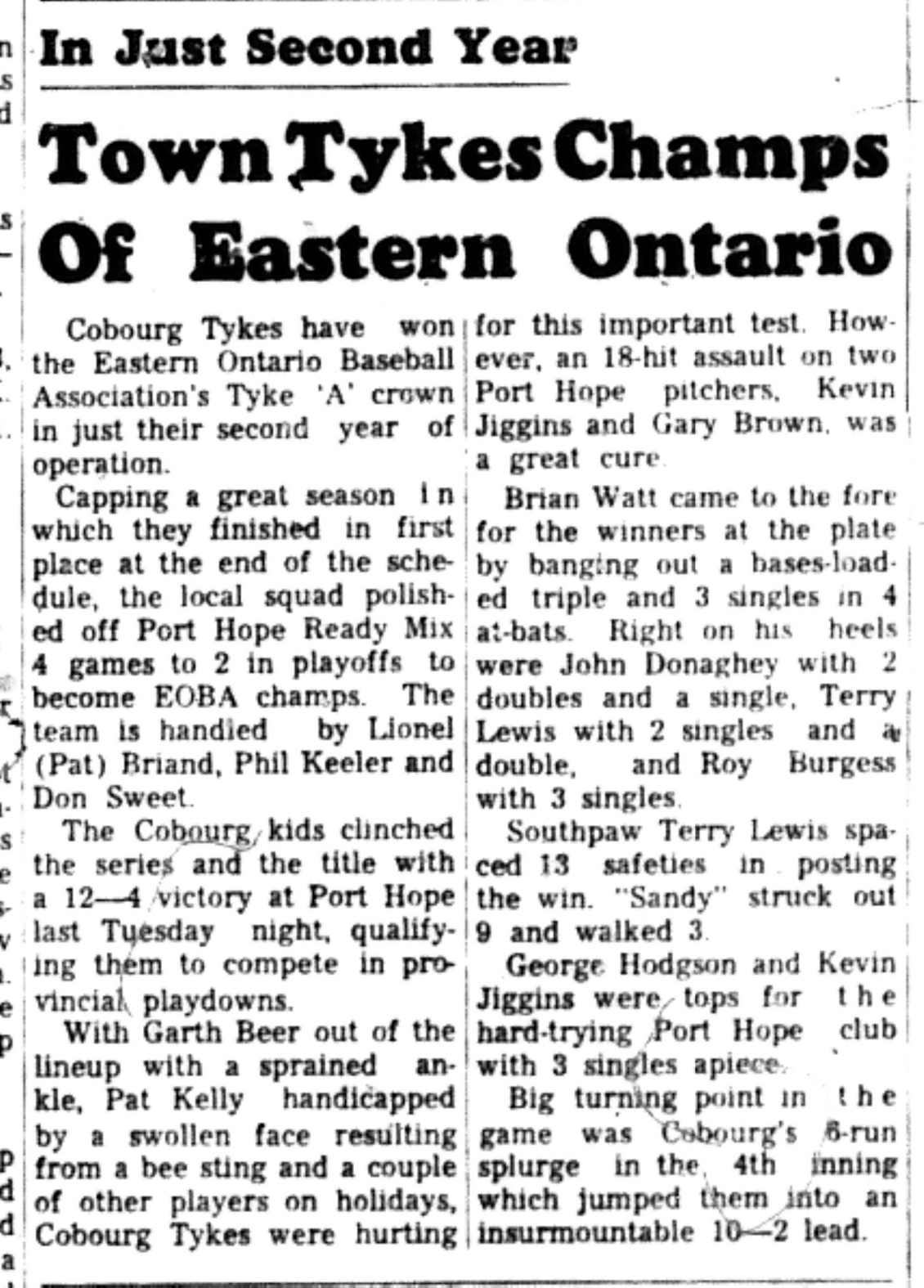 1966-08-31 Baseball -Boys -Tykes Win EOBA