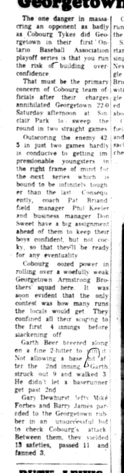 1966-09-07 Baseball -Boys -Cobourg vs Georgetown-B