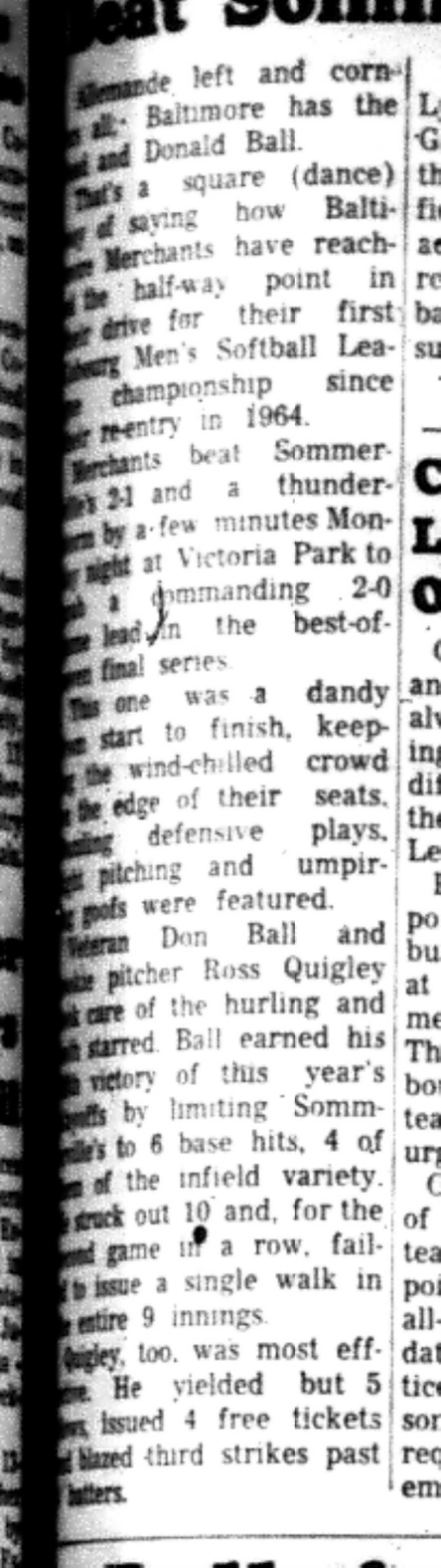 1966-09-07 Softball -Men -CMSL-Merchants vs Sommerville-B