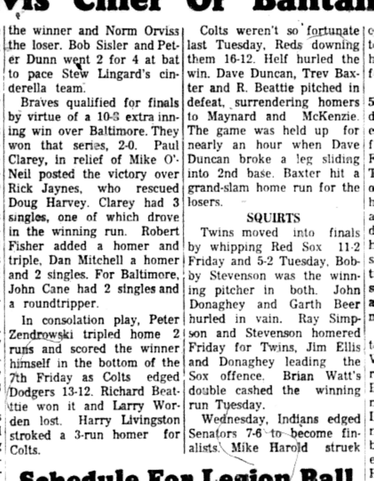 1966-09-14 Softball -Boys -CLMSL-Chiefs vs Bisons-D