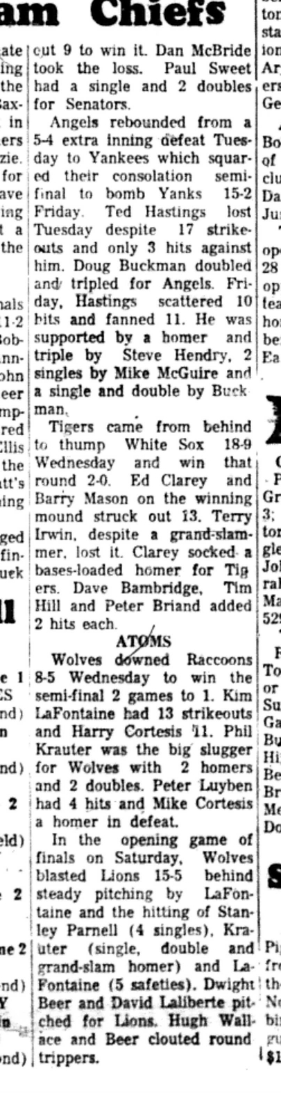 1966-09-14 Softball -Boys -CLMSL-Chiefs vs Bisons-E