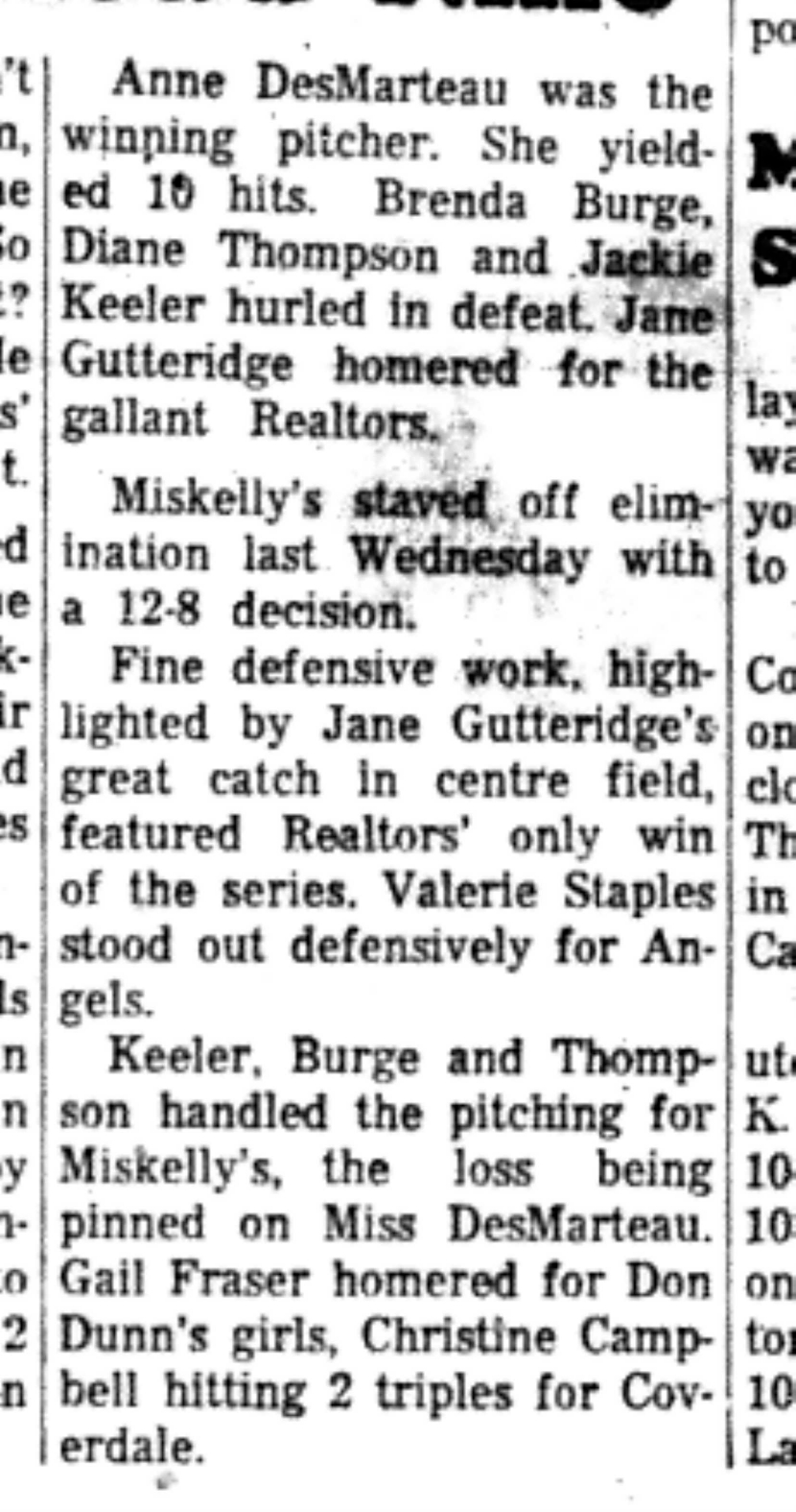 1966-09-14 Softball -Girls -CDGSL-Angels vs Aces-C