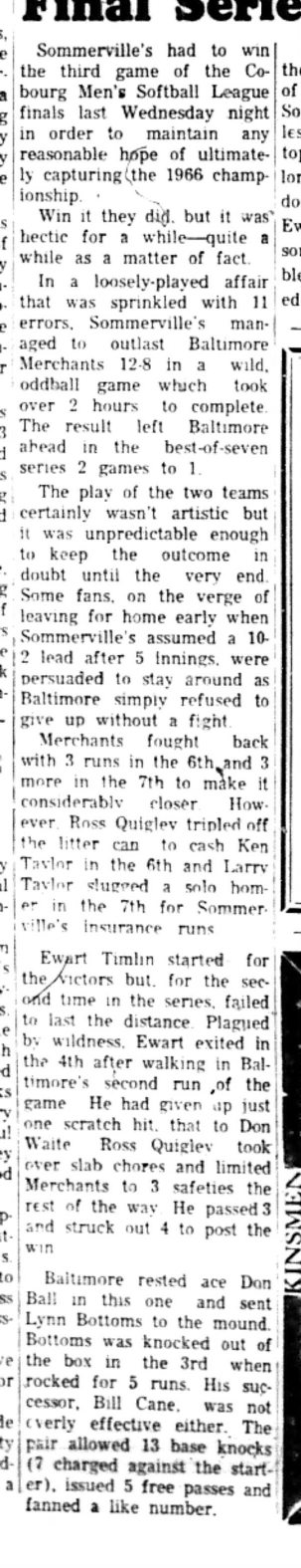1966-09-14 Softball -Men -CMSL-Sommerville vs Baltimore Playoff-B