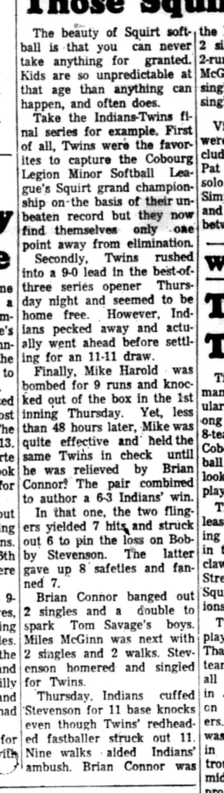 1966-09-21 Softball -Boys -CLMSL-Indians vs Twins-B