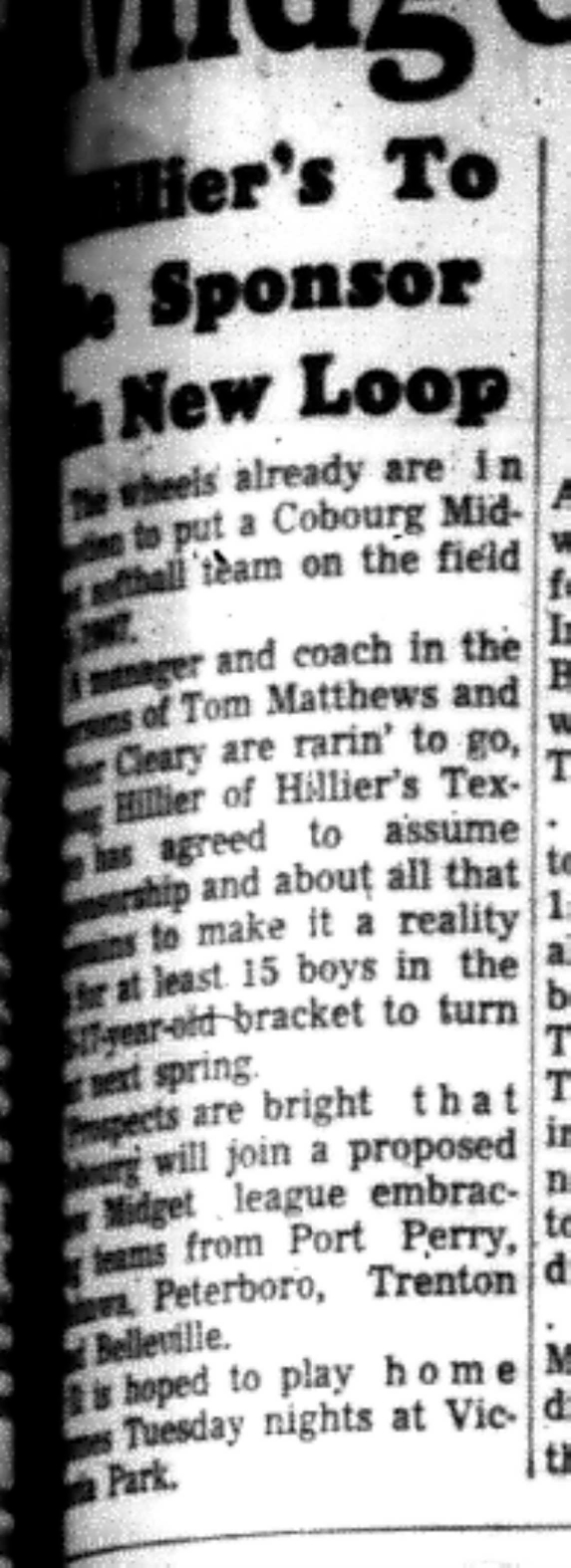 1966-09-21 Softball -Men -Hilliers In New Loop