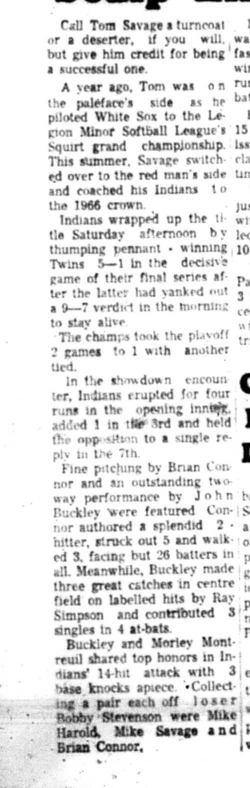 1966-09-28 Softball -Boys -CLMSL-Indians vs Twins-B