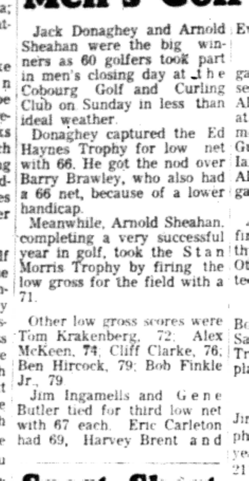 1966-10-05 Golf -Men -Cobourg Mens Golf Winners-B