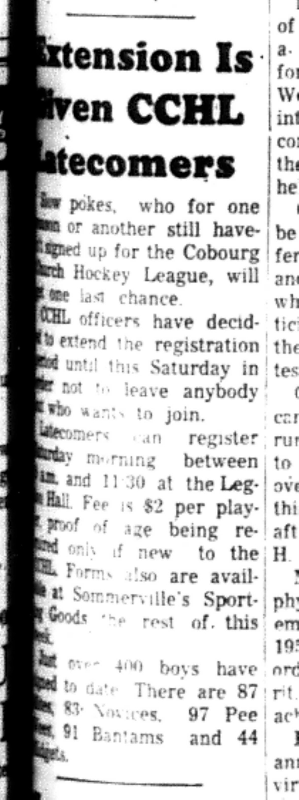 1966-10-05 Hockey -Boys- CCHL Extension