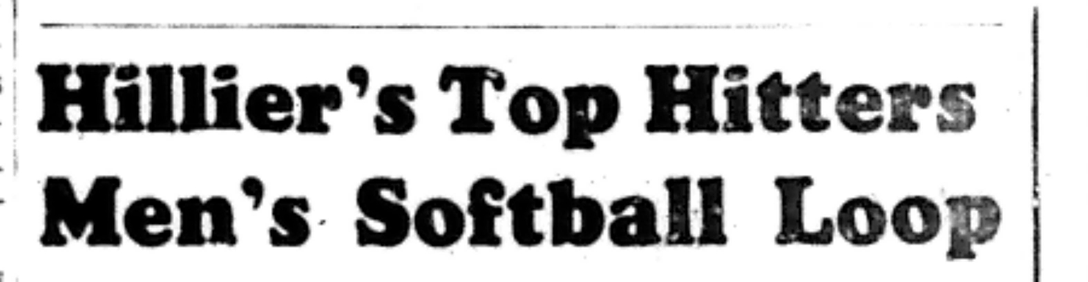 1966-10-05 Softball -Men -CMSL-Hilliers Top Hitters-A