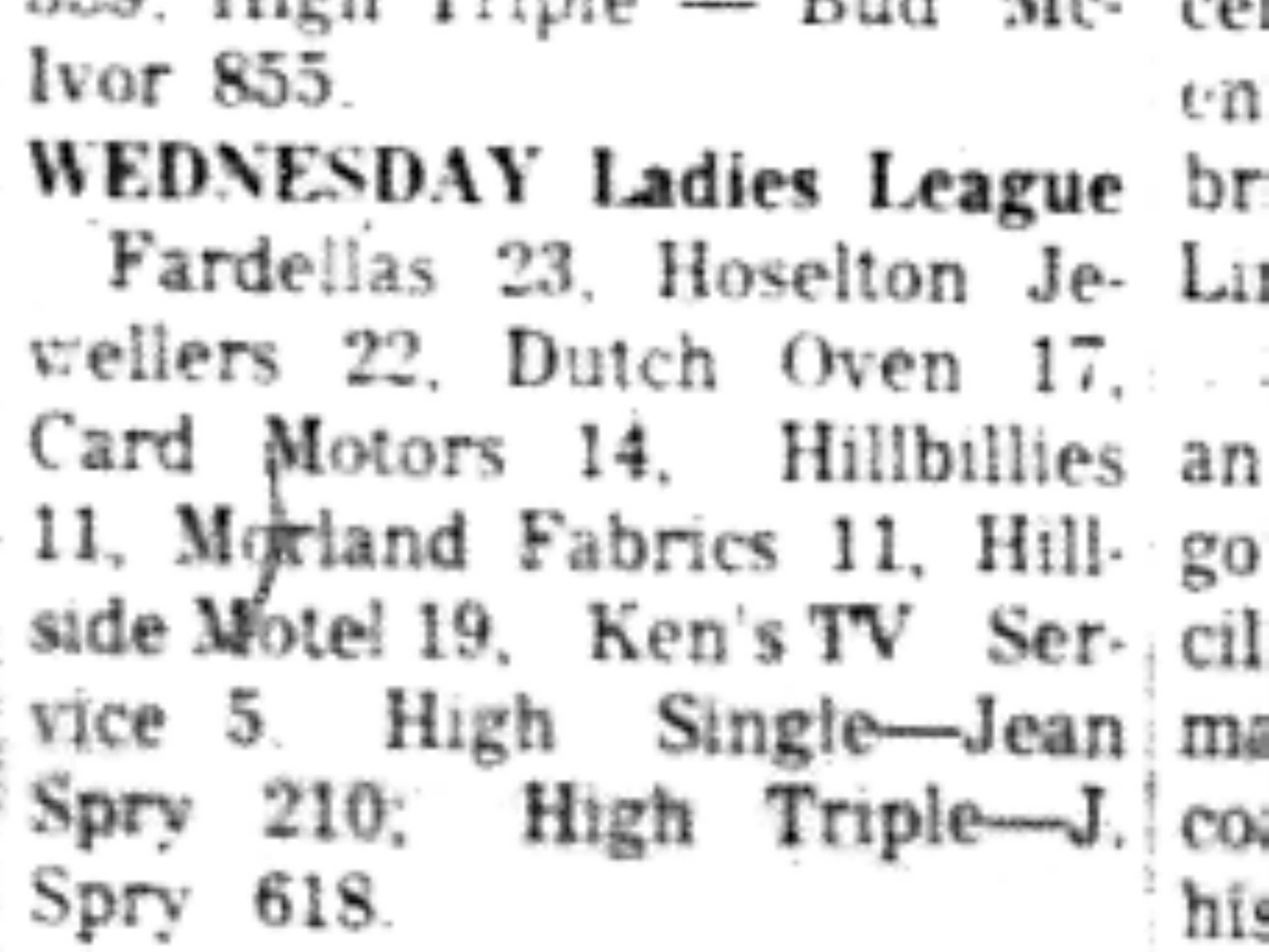 1966-10-12 Bowling -Ladies -League Results