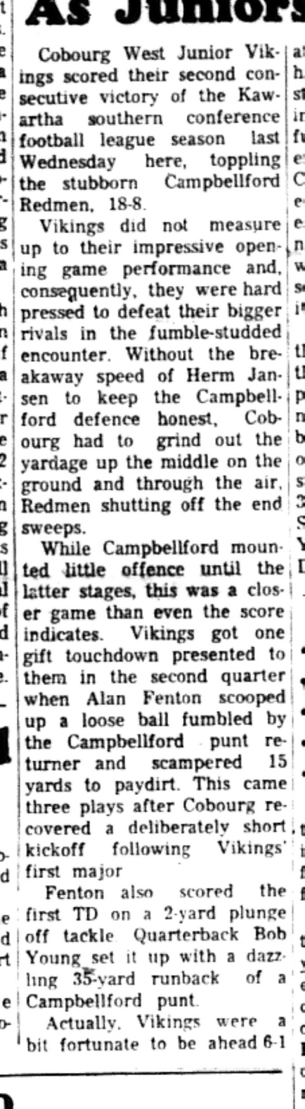 1966-10-12 School -Football -Boys -CDCI West vs Campbellford-B