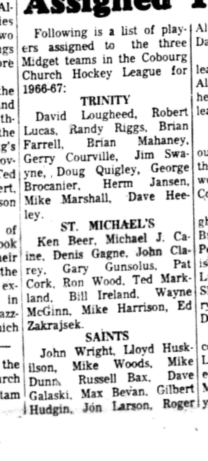 1966-10-19 Hockey -Boys -CCHL Assigns Midget Teams-B